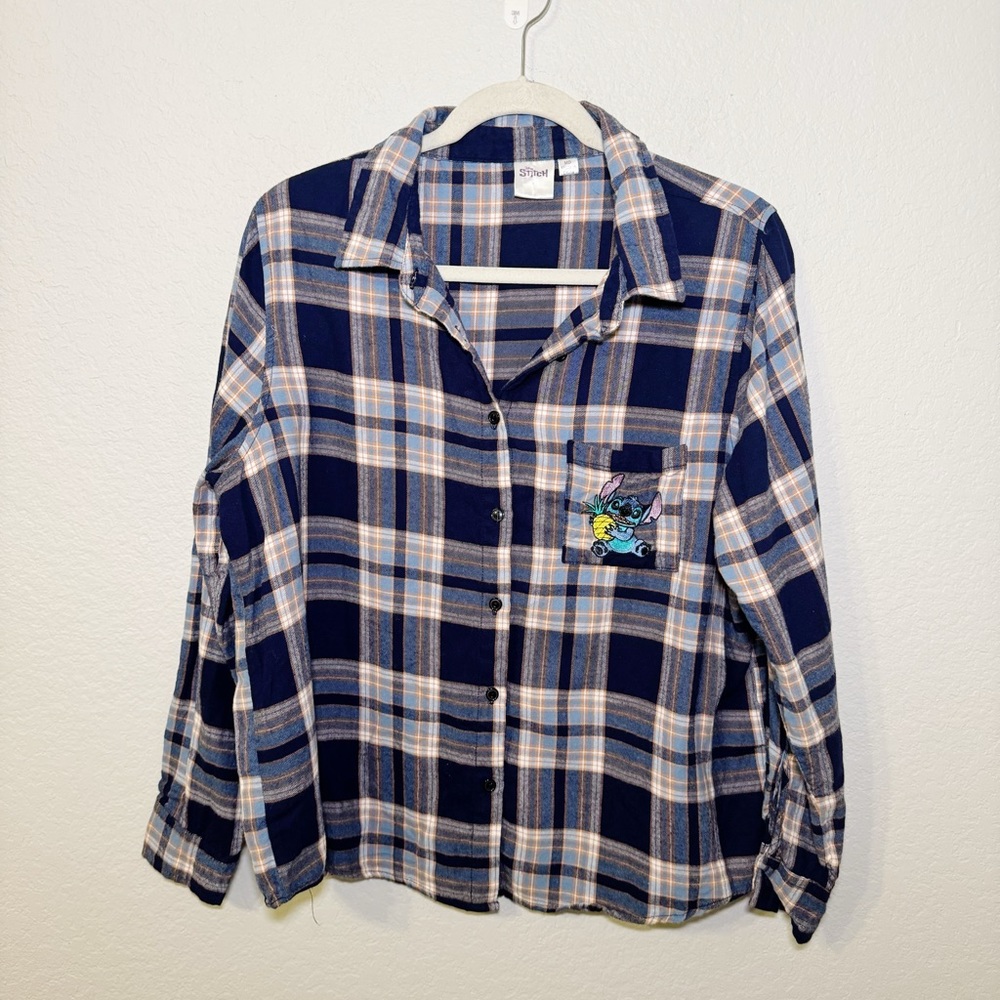 Disney Lelo & Stitch Plaid Button Down Shirt Medium